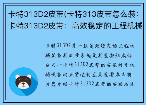 卡特313D2皮带(卡特313皮带怎么装：卡特313D2皮带：高效稳定的工程机械装备)